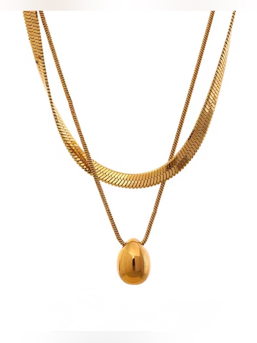 NWT 18k Gold Plated Water Drop Pendant Layered Necklace